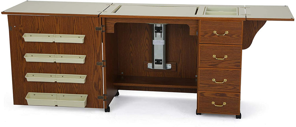 353 Cabinet à coudre Norma Jean pour couture robuste, coupe, matelassage et artisanat avec rangement et transport aérien, finition noire