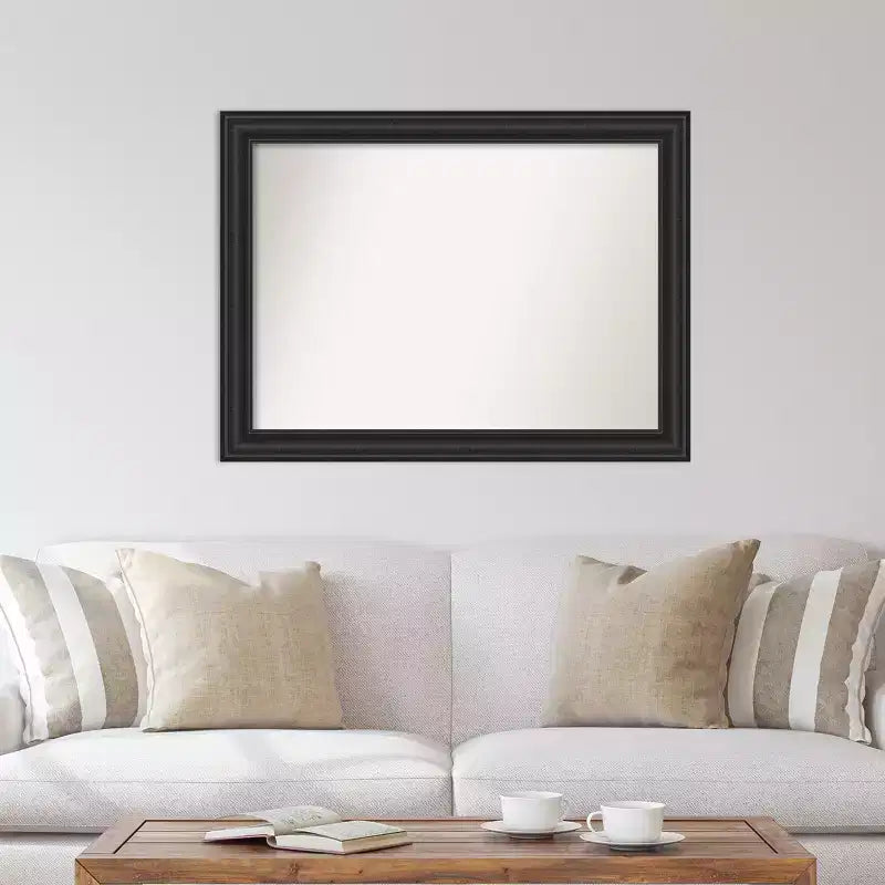 Espejo de pared rectangular moderno, no biselado, 44" x 33", marco de poliestireno, incluye herrajes de montaje