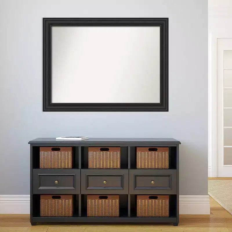 Espejo de pared rectangular moderno, no biselado, 44" x 33", marco de poliestireno, incluye herrajes de montaje