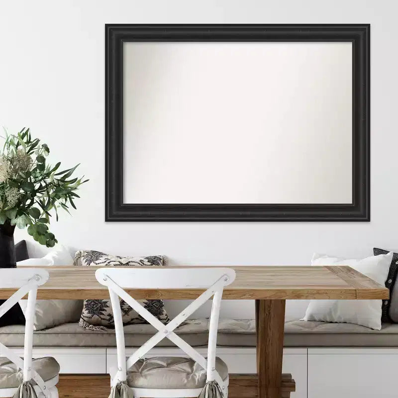 Espejo de pared rectangular moderno, no biselado, 44" x 33", marco de poliestireno, incluye herrajes de montaje