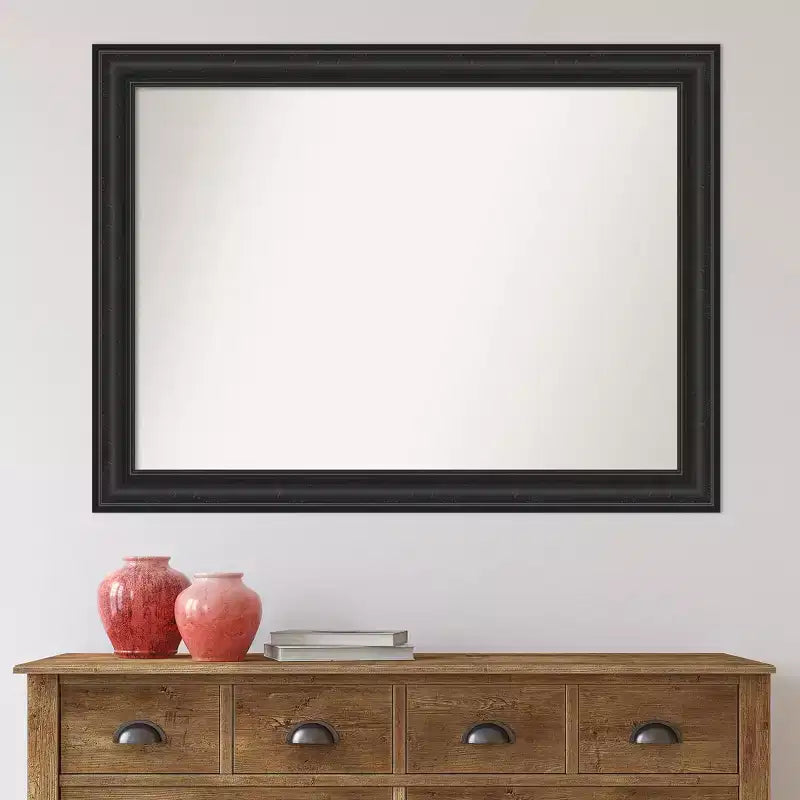 Espejo de pared rectangular moderno, no biselado, 44" x 33", marco de poliestireno, incluye herrajes de montaje