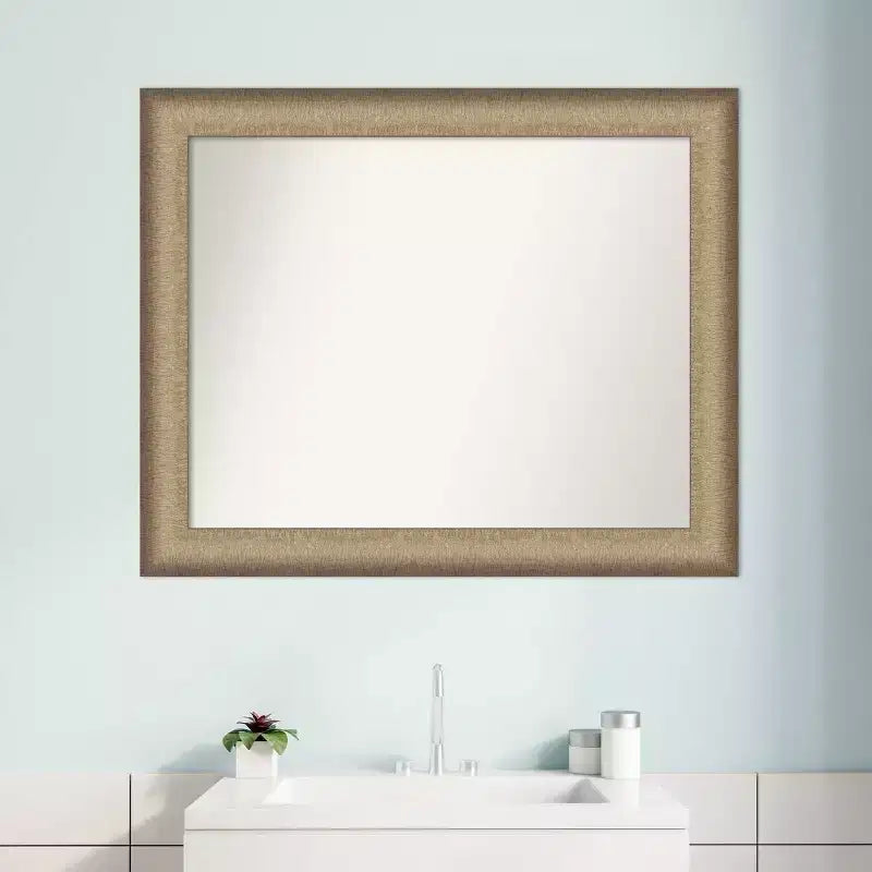 33" x 27" Eleganter Badezimmerspiegel für die Wand, gebürstete Bronze, Polystyrolrahmen, Wandmontage