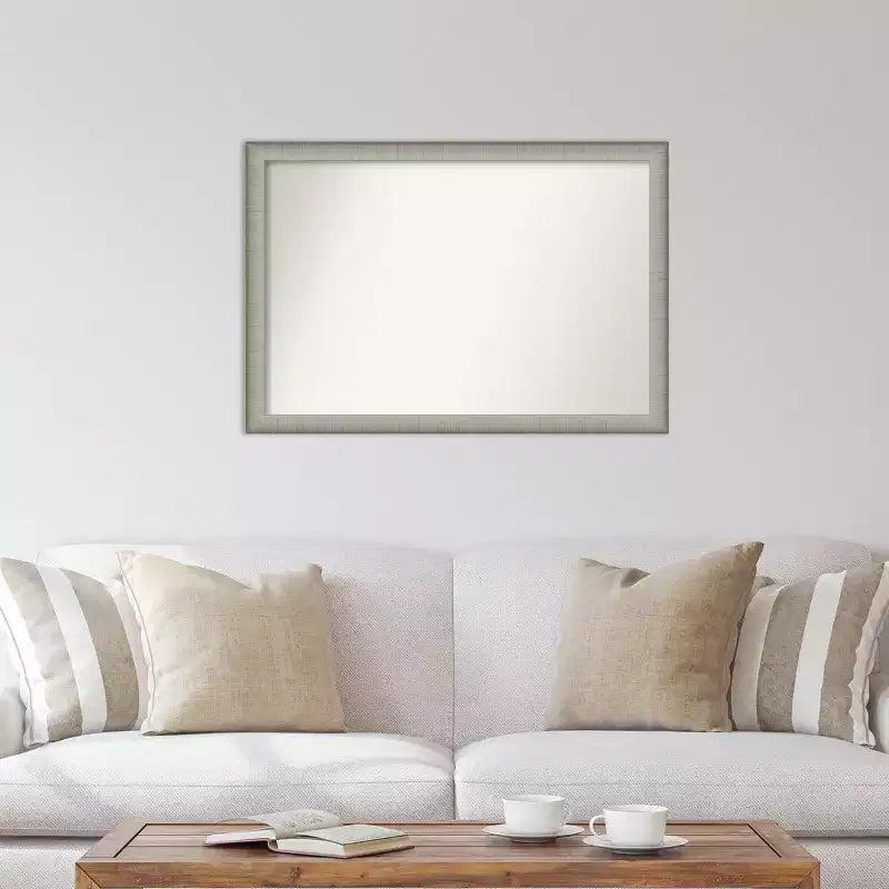 Miroir mural étroit élégant en étain brossé, sans biseau, 39" x 27"