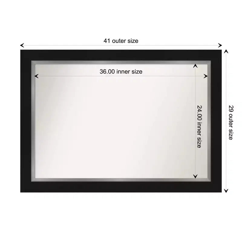 Espejo de pared Eva moderno y rectangular para baño, sin bisel, 42" x 30", negro, montaje en pared