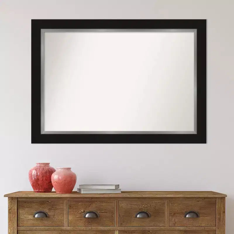 42" x 30" Eva-Badezimmerspiegel für die Wand ohne Facettenschliff, Schwarz, modernes Rechteck, Wandmontage