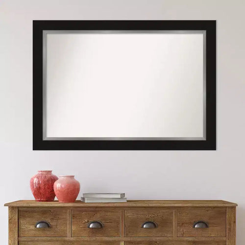 42" x 30" Miroir mural Eva pour salle de bains, sans biseau, noir, rectangle moderne, fixation murale