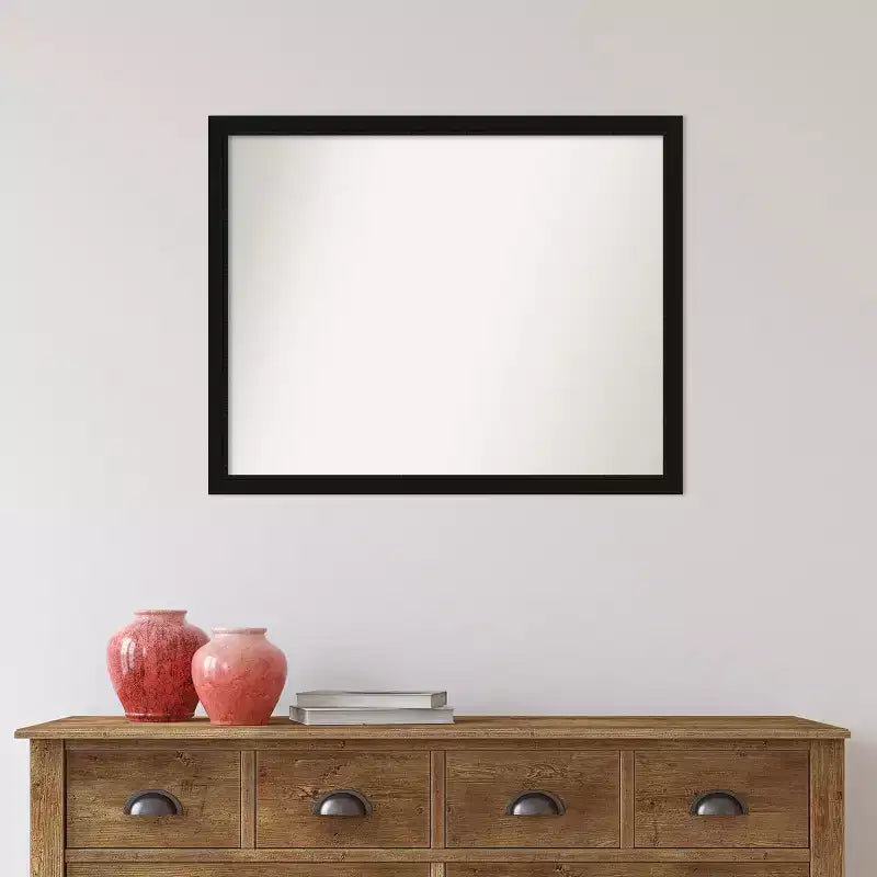30" x 24" Miroir mural étroit pour salle de bains, sans biseau, noir, quincaillerie de fixation incluse, cadre en polystyrène