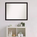 30" x 24" Miroir mural étroit pour salle de bains, sans biseau, noir, quincaillerie de fixation incluse, cadre en polystyrène