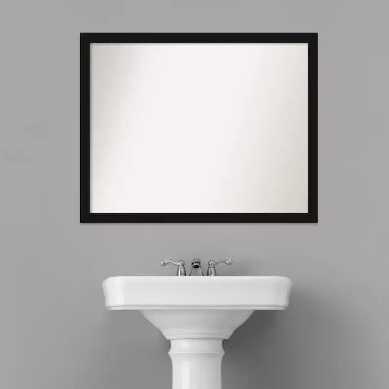 30" x 24" Miroir mural étroit pour salle de bains, sans biseau, noir, quincaillerie de fixation incluse, cadre en polystyrène