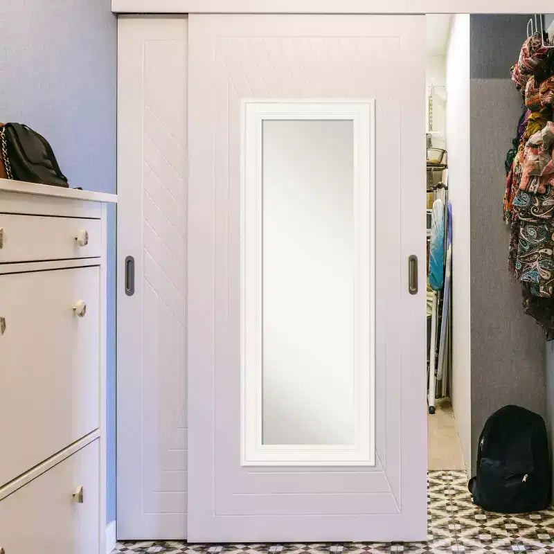 Miroir blanc pleine longueur pour porte, sans biseau, 20" x 54", cadre en polystyrène, matériel de montage inclus