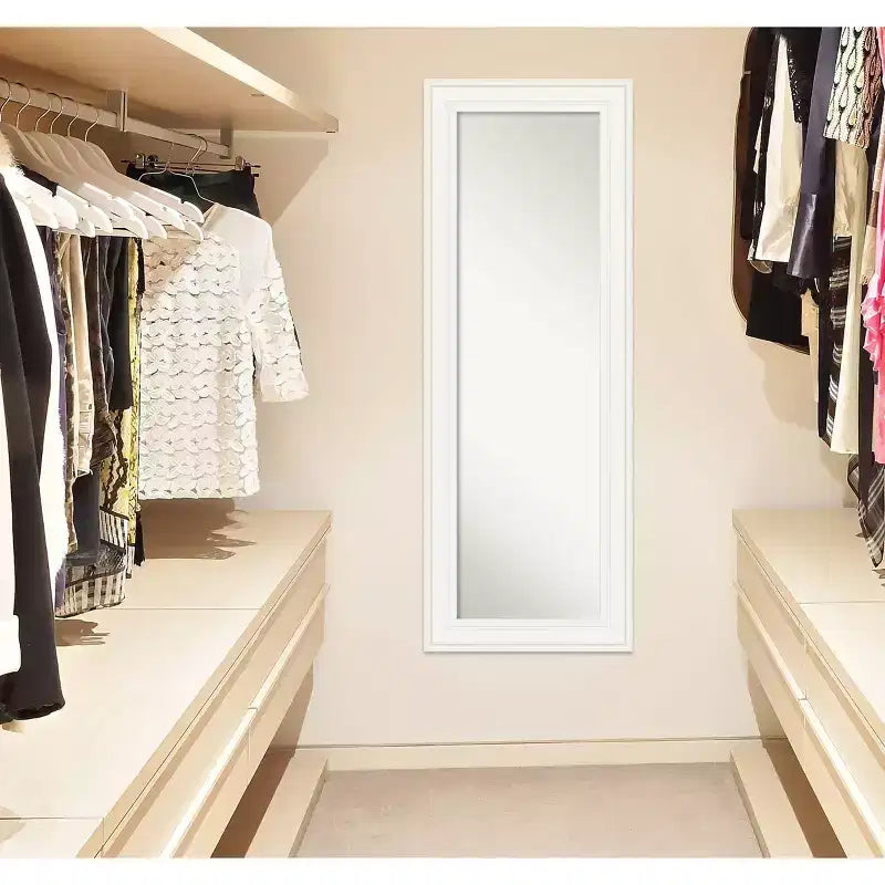 Miroir blanc pleine longueur pour porte, sans biseau, 20" x 54", cadre en polystyrène, matériel de montage inclus