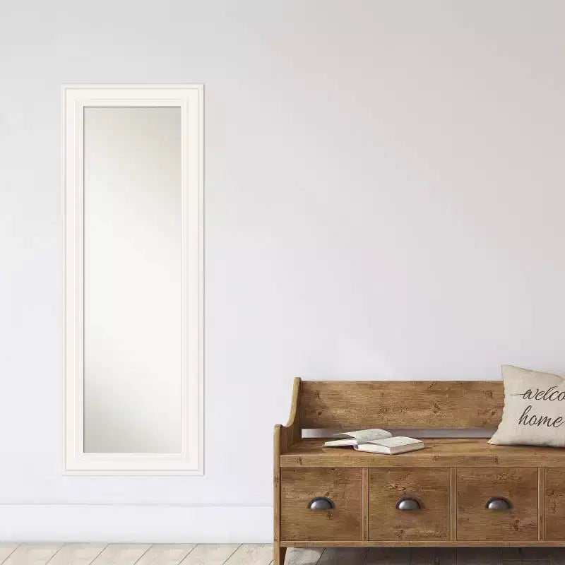 Miroir blanc pleine longueur pour porte, sans biseau, 20" x 54", cadre en polystyrène, matériel de montage inclus