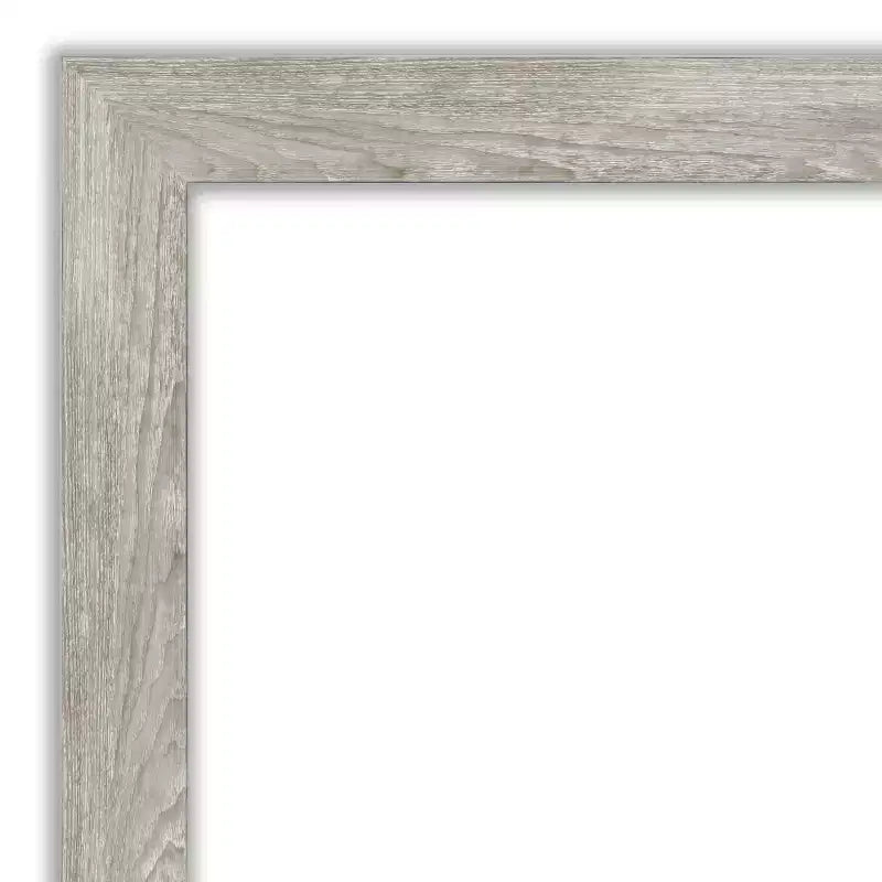 42" x 31" Miroir mural étroit pour salle de bains, sans biseau, finition gris délavé, fixation murale, cadre en polystyrène