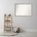 42" x 31" Miroir mural étroit pour salle de bains, sans biseau, finition gris délavé, fixation murale, cadre en polystyrène