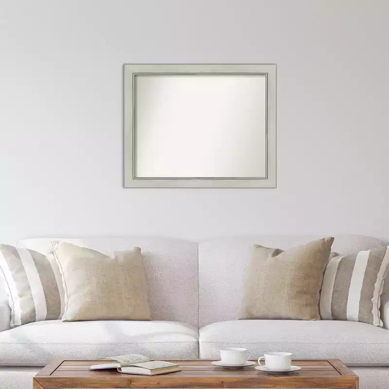 Miroir mural argenté patiné : rectangle moderne, 32" x 26", matériel de montage inclus