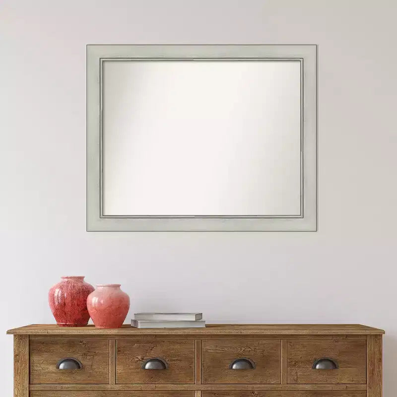 Miroir mural argenté patiné : rectangle moderne, 32" x 26", matériel de montage inclus