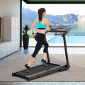 Tapis de Course/Marche Pliable 500W 12 Programmes Prédéfinis 0,8-9,6 Km/h Ecran Tactile LED 4 Touches de Raccourci Noir Support pour Ipad
