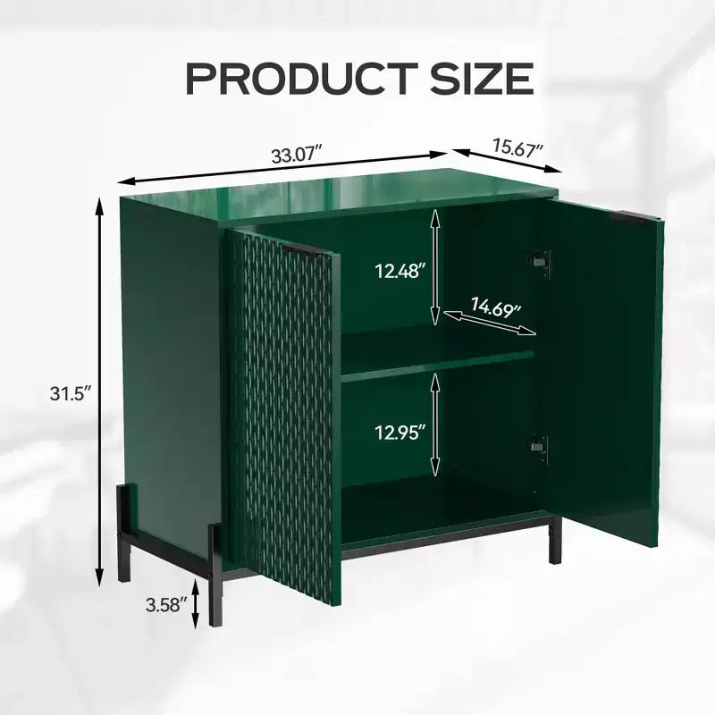 Gabinete decorativo de almacenamiento de madera de 31.5 in con 2 puertas y 3 estantes ajustables