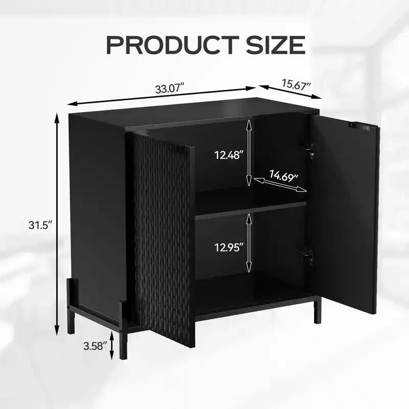 31.5 in. dekorativer Akzentschrank aus Holz mit 2 Türen und 3 verstellbaren Regalböden