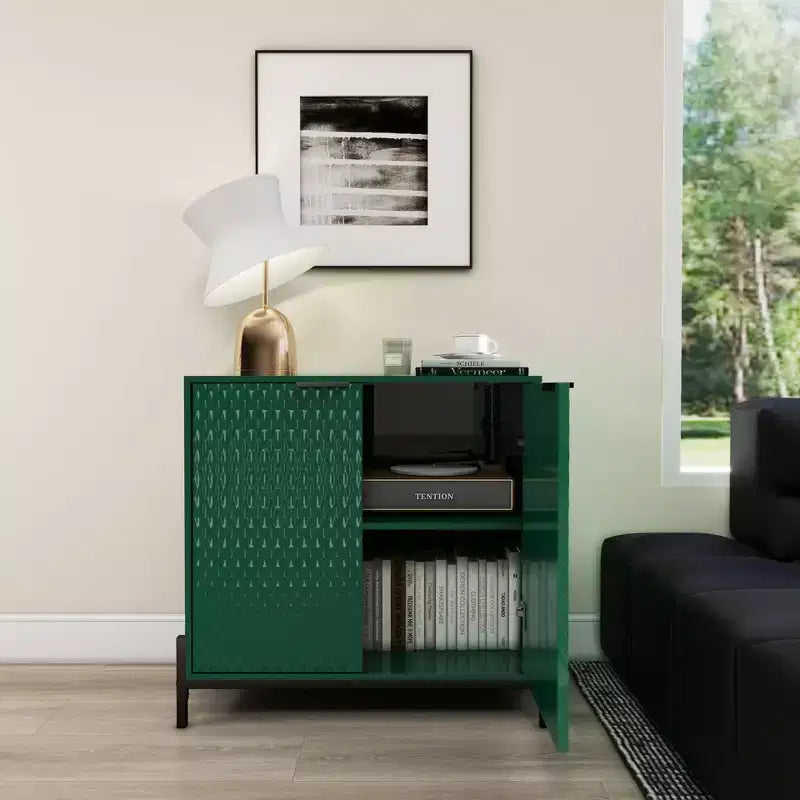 Gabinete decorativo de almacenamiento de madera de 31.5 in con 2 puertas y 3 estantes ajustables