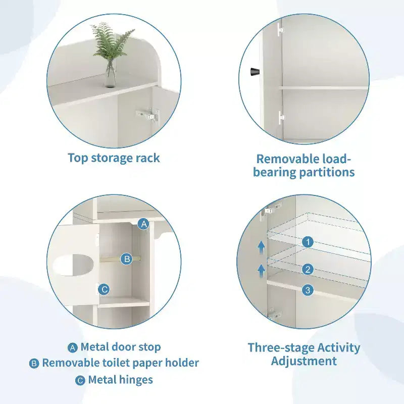 Armario de almacenamiento sobre el inodoro| Estante organizador para baño con puertas tipo granero y portarrollos de papel higiénico
