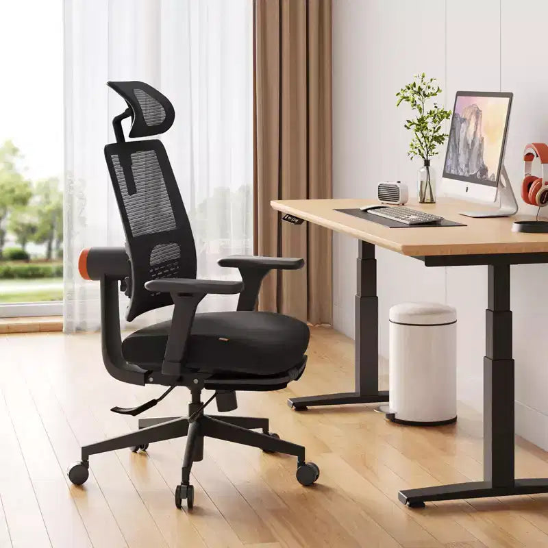 Chaise ergonomique avec repose-pieds - Chaise de bureau à domicile avec soutien lombaire à suivi automatique, accoudoirs 4D, profondeur et hauteur d’assise réglables