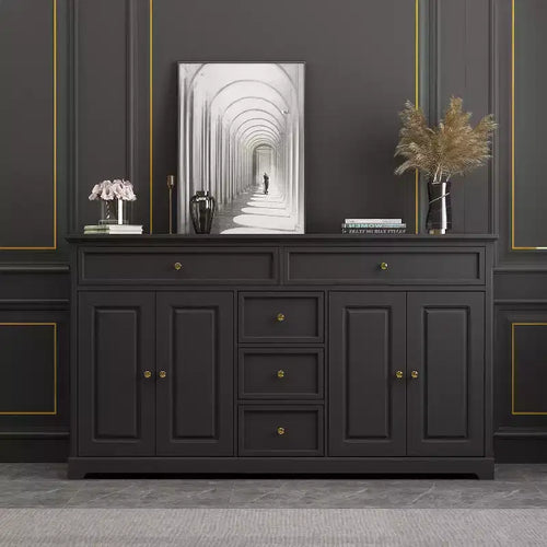 Commode horizontale à 5 tiroirs, meuble de rangement multifonctionnel, solutions de rangement pour le salon