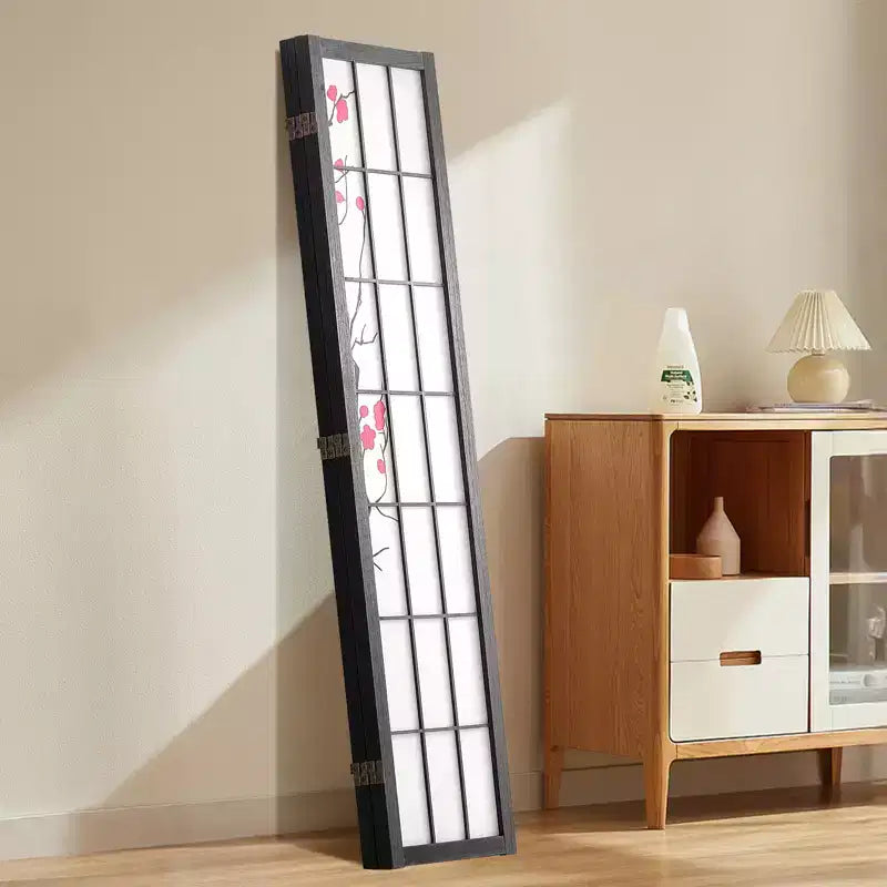 Raumteiler, japanischer Paravent mit 4 Paneelen, faltbarer Sichtschutz aus Holz für Innenräume, tragbare Dekoration und Trennwand, Braun+Weiß
