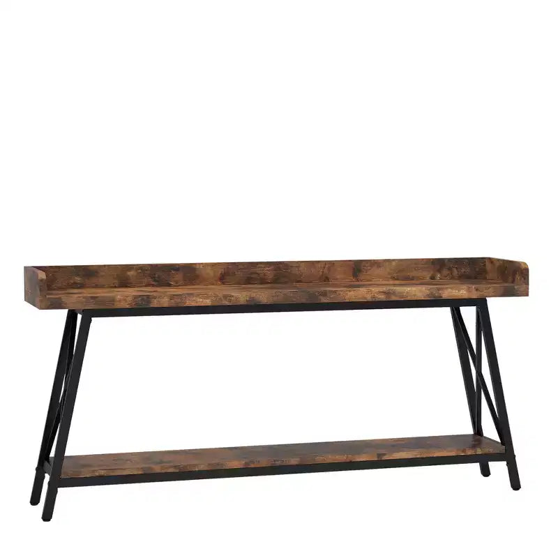 Table de canapé étroite rustique de 70.9 pouces, cadre en métal robuste, décoration intérieure