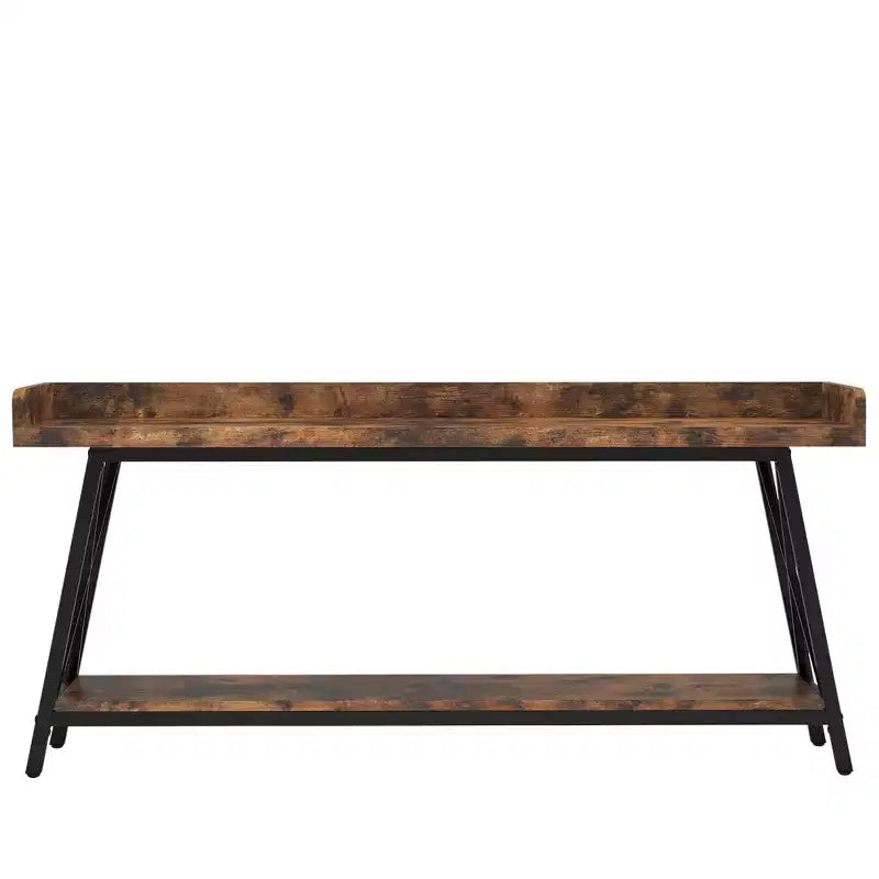 Table de canapé étroite rustique de 70.9 pouces, cadre en métal robuste, décoration intérieure