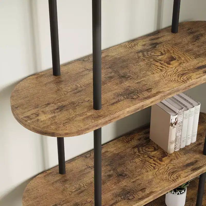 Bücherregal mit 5 Ablagen, 71 Zoll hohes Bücherregal mit Rundbogen, Metallrahmen, freistehendes Präsentationsregal für Schlafzimmer und Wohnzimmer