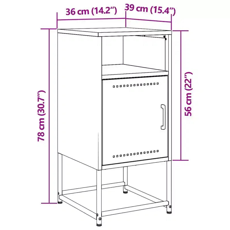 Nachttisch, Beistelltisch für Schlafzimmer, Wohnmöbel aus Stahl