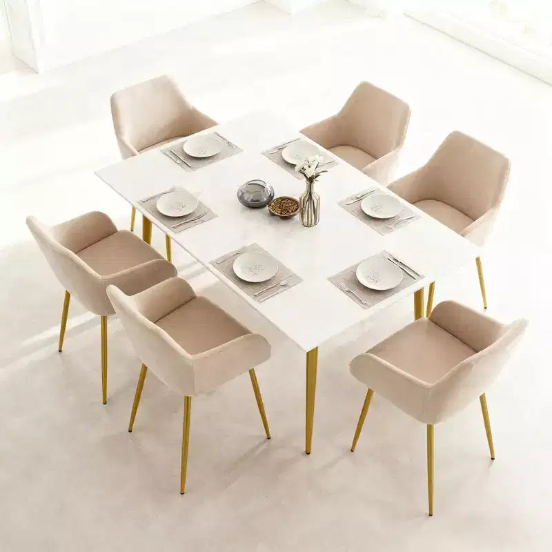 Lot de 2 chaises de salle à manger modernes rembourrées en velours avec pieds en métal doré