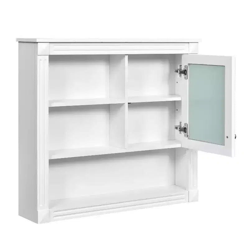 Rechteckiger Medizinschrank aus MDF mit Spiegel, 32 in. B x 28 in. H, 5 herausnehmbare Ablagen, sanft schließende Scharniere