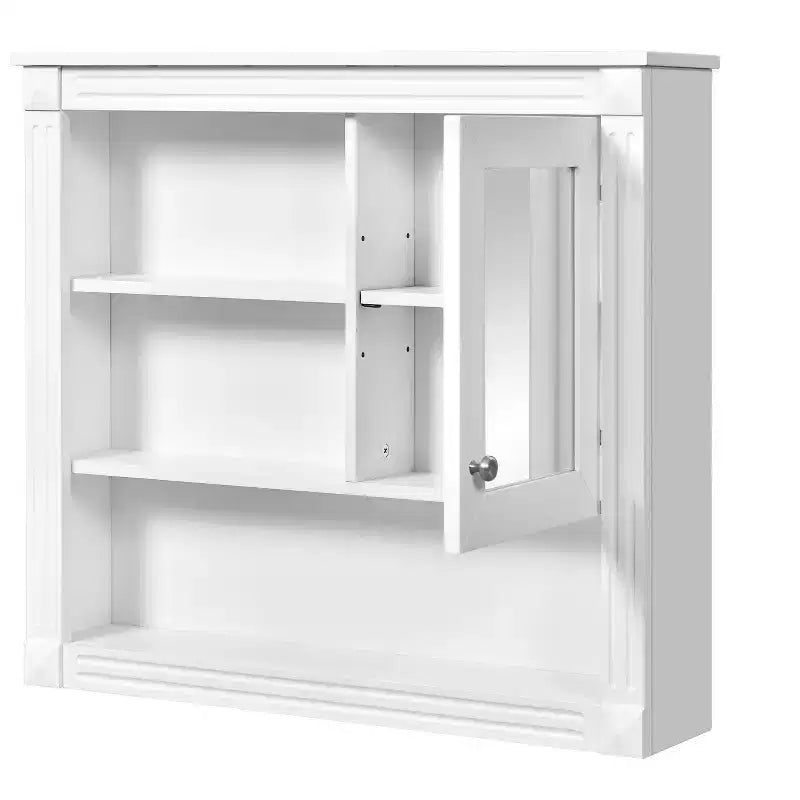Rechteckiger Medizinschrank aus MDF mit Spiegel, 32 in. B x 28 in. H, 5 herausnehmbare Ablagen, sanft schließende Scharniere