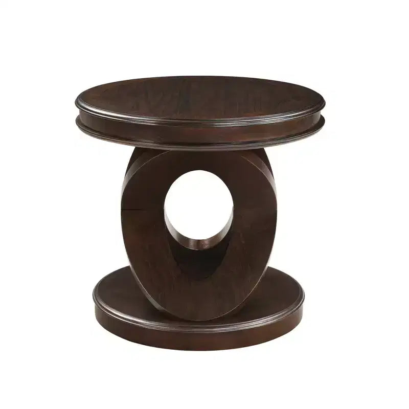 Runder Retro-Beistelltisch aus Holz mit X-förmigem Gestell für Ess- oder Wohnzimmer, Espresso