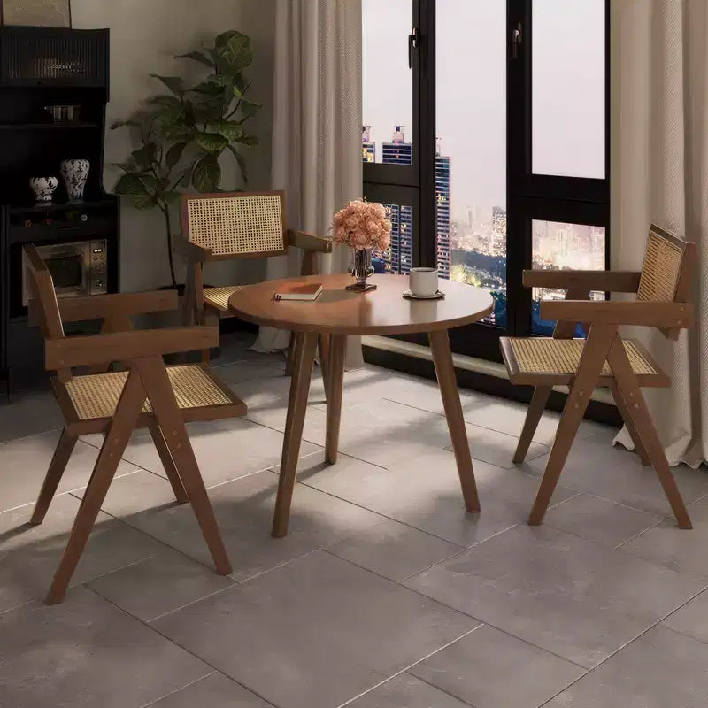 Juego de 2 sillas de comedor modernas de estilo de mediados de siglo, sillas decorativas de ratán, cómodos sillones, sillas de madera para exteriores con reposabrazos, para dormitorio, marrones