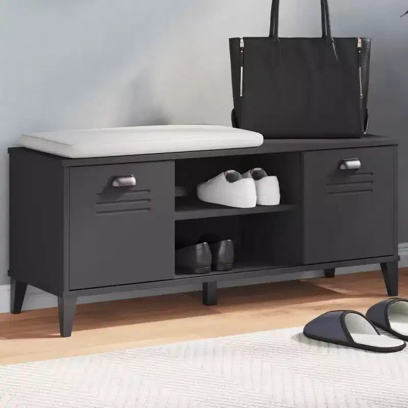 Banc à chaussures avec étagère de rangement, organisateur pour entrée, en pin massif