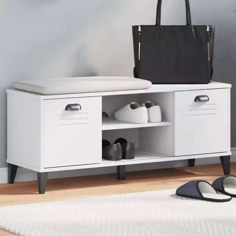 Banc à chaussures avec étagère de rangement, organisateur pour entrée, en pin massif