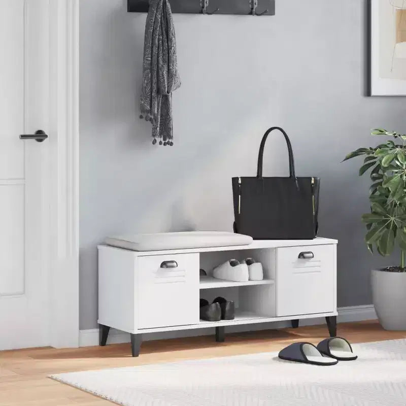 Banc à chaussures avec étagère de rangement, organisateur pour entrée, en pin massif