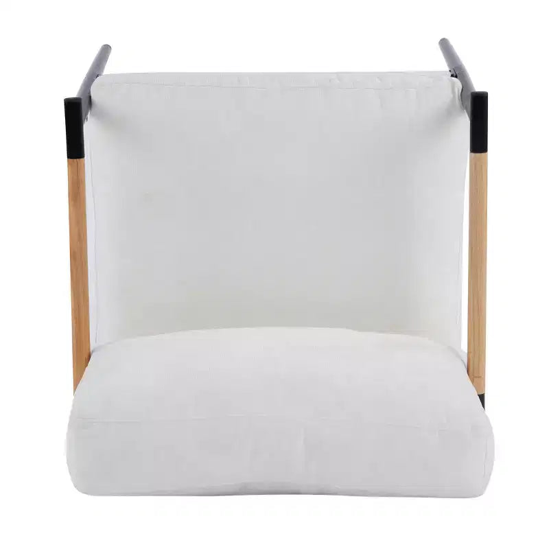 Silla decorativa moderna de 27.56, cojines mullidos, estructura metálica minimalista y reposabrazos de madera, para sala, dormitorio y oficina