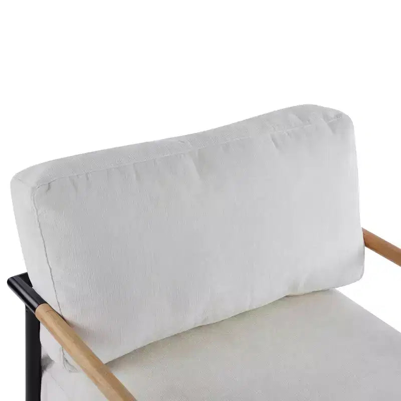 Silla decorativa moderna de 27.56, cojines mullidos, estructura metálica minimalista y reposabrazos de madera, para sala, dormitorio y oficina