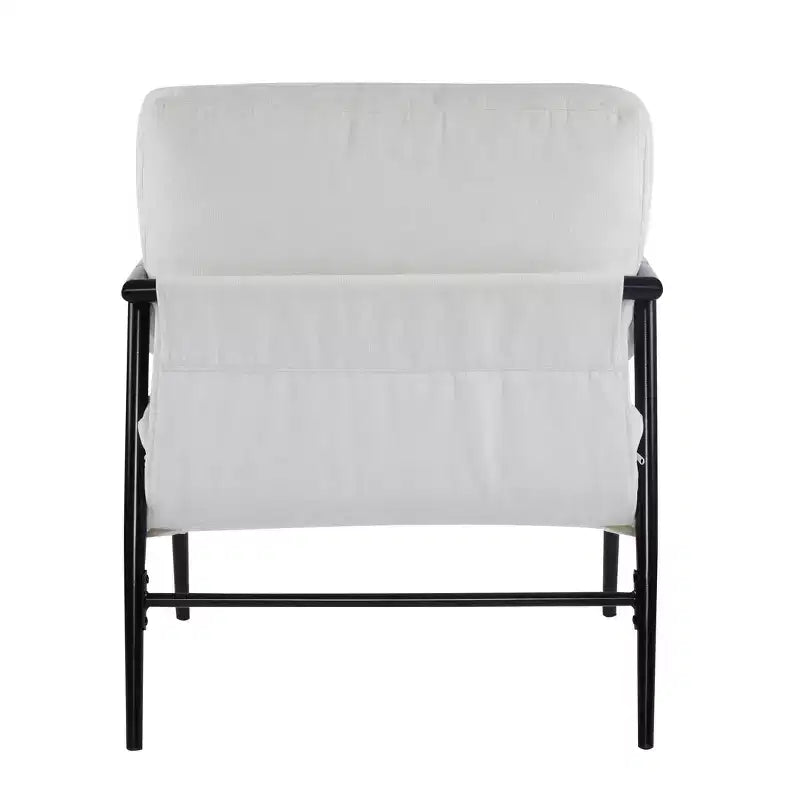 Silla decorativa moderna de 27.56, cojines mullidos, estructura metálica minimalista y reposabrazos de madera, para sala, dormitorio y oficina