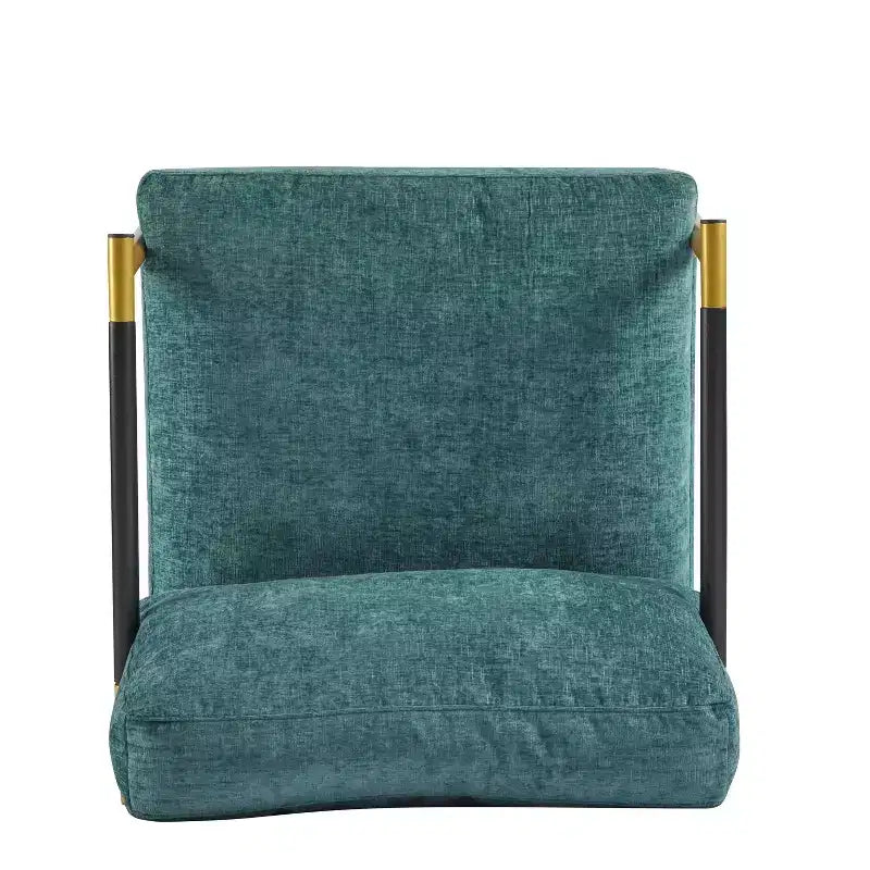 Silla decorativa moderna de 27.56, cojines mullidos, estructura metálica minimalista y reposabrazos de madera, para sala, dormitorio y oficina