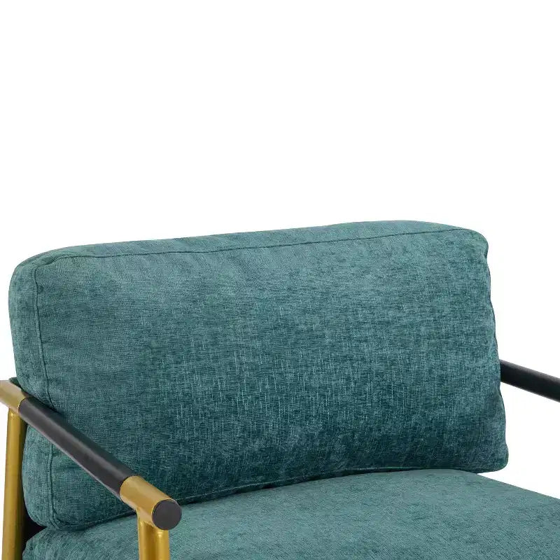 Silla decorativa moderna de 27.56, cojines mullidos, estructura metálica minimalista y reposabrazos de madera, para sala, dormitorio y oficina