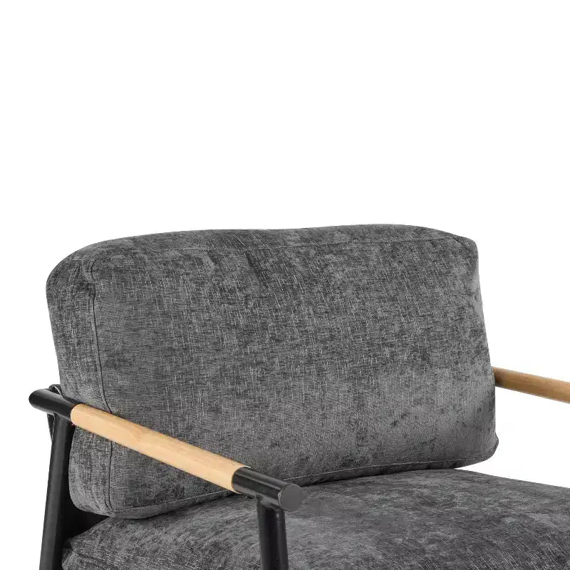 Silla decorativa moderna de 27.56, cojines mullidos, estructura metálica minimalista y reposabrazos de madera, para sala, dormitorio y oficina