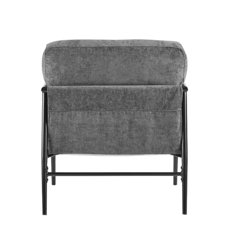 Silla decorativa moderna de 27.56, cojines mullidos, estructura metálica minimalista y reposabrazos de madera, para sala, dormitorio y oficina