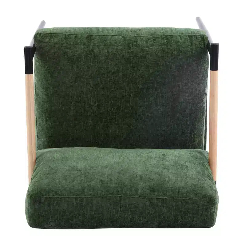 Silla decorativa moderna de 27.56, cojines mullidos, estructura metálica minimalista y reposabrazos de madera, para sala, dormitorio y oficina