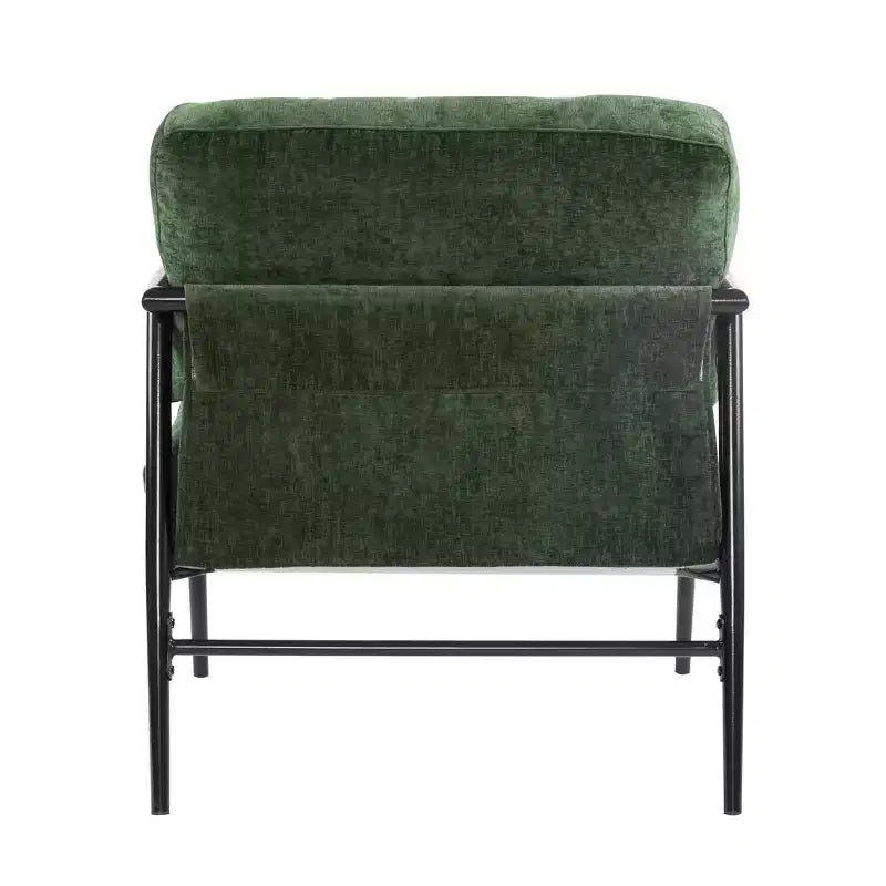 Silla decorativa moderna de 27.56, cojines mullidos, estructura metálica minimalista y reposabrazos de madera, para sala, dormitorio y oficina