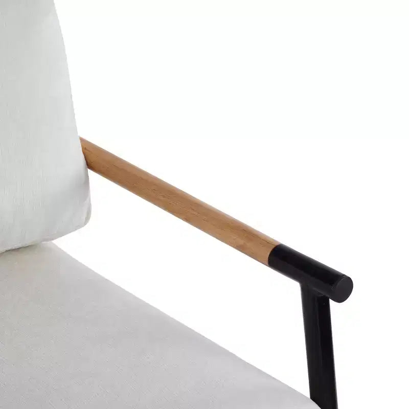 Silla decorativa moderna de 27.56, cojines mullidos, estructura metálica minimalista y reposabrazos de madera, para sala, dormitorio y oficina